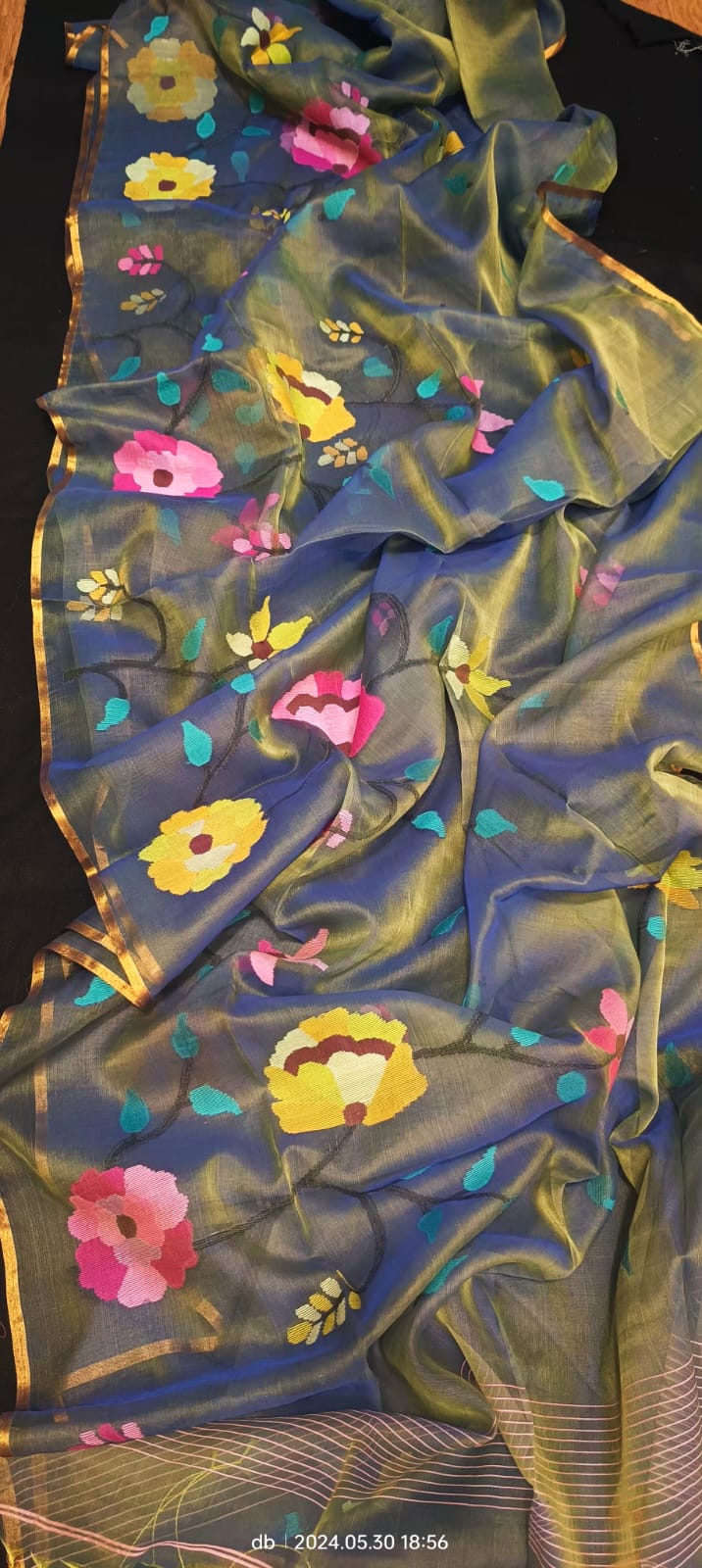 Mehak- Floral jaal weaved Jamdani saree