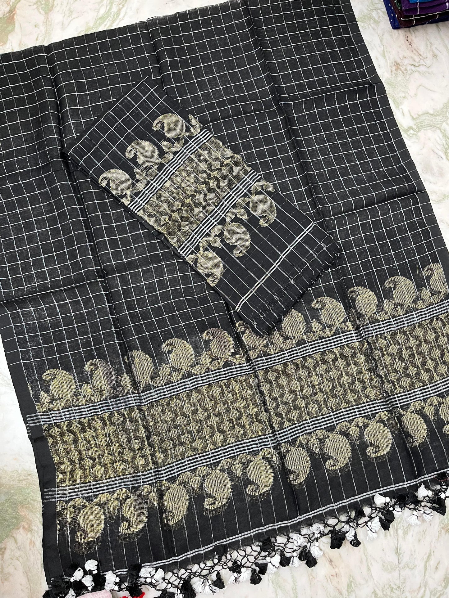 𝓒𝓱𝓸𝓴𝓱𝓪𝓻  Zari gadwal border zari checkered jayshree linen suits