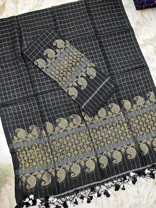 𝓒𝓱𝓸𝓴𝓱𝓪𝓻  Zari gadwal border zari checkered jayshree linen suits