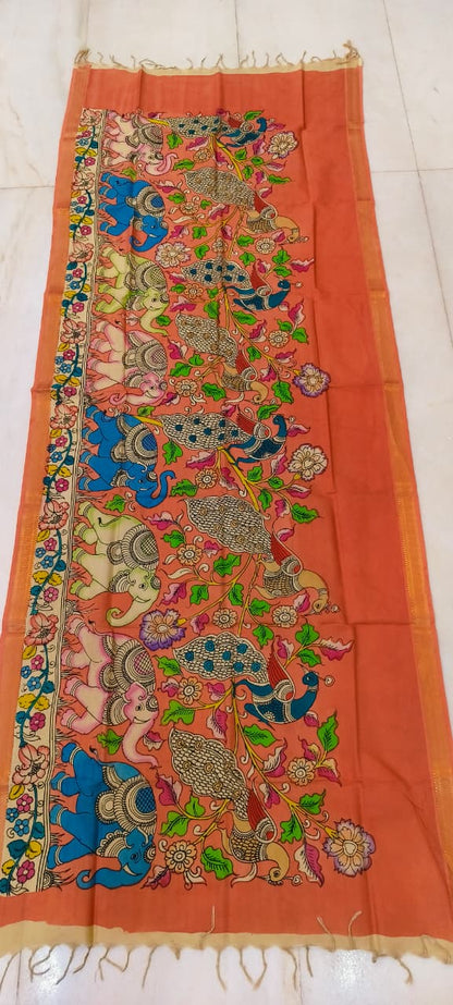 Mangalgiri Silk Dupattas – Hand-Drawn & Hand-Painted Art | Multicolour Premium Collection