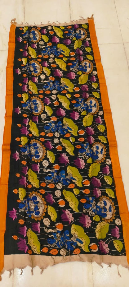 Mangalgiri Silk Dupattas – Hand-Drawn & Hand-Painted Art | Multicolour Premium Collection