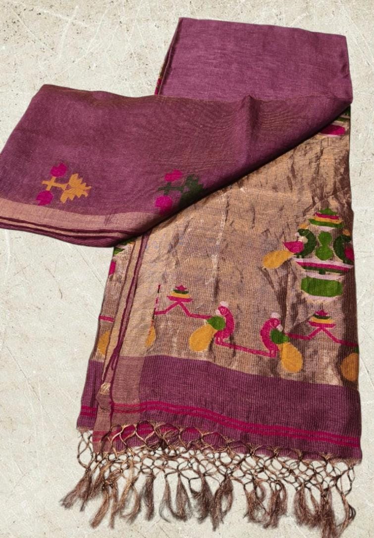 Sangli – Morbangdi Paithani Anchal Linen Silk Tissue Saree