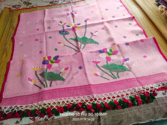 Gomti Linen by Linen Jayshree Lotus-Weaved Jamdani Suits | Premium Handwoven Collection