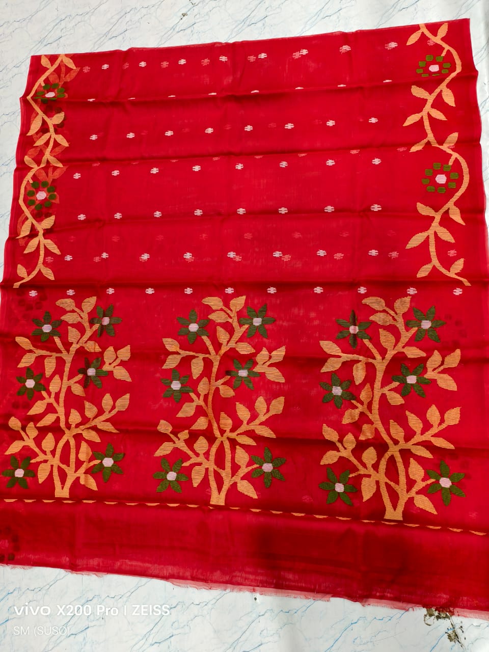 Hashnuhana - Pure Muslin Handwoven Jamdani Saree | Silk Mark Certified | Premium Quality