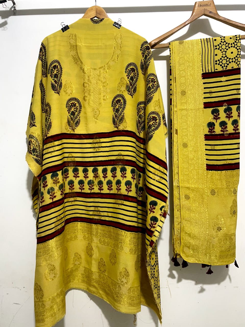 Naaz – Banarasi Pita Zari Handwoven Ajrakh Dola Silk 2-Piece Set