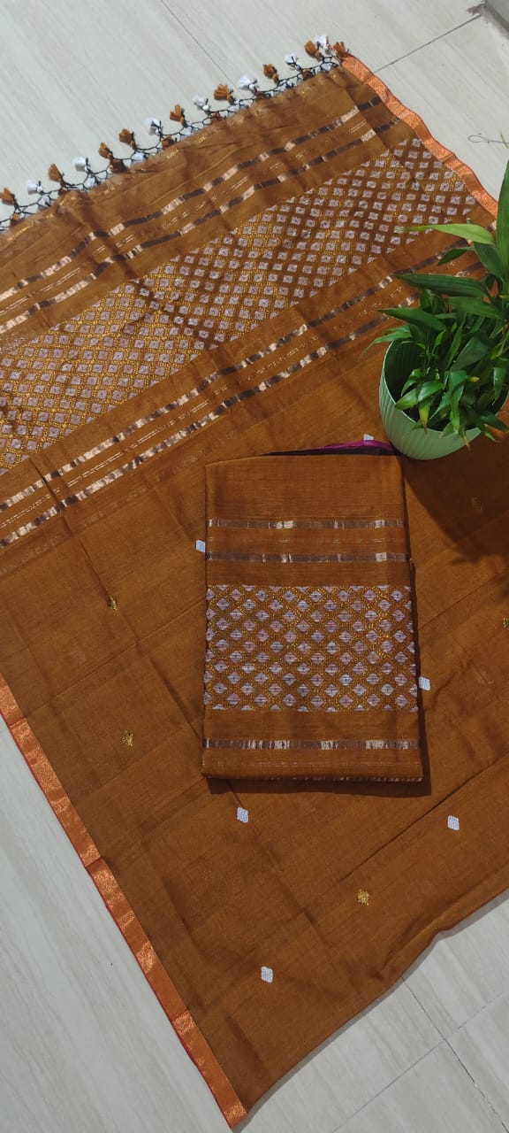 *Kajoli  -120count mul khadi suits with fishshell weave in dual zari for the festivities.