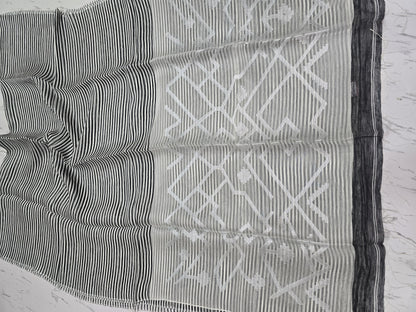 Sarsi – Pure Silk Linen Resham Pallu Jamdani Handwoven Saree with Blouse Piece | Rihyaaz