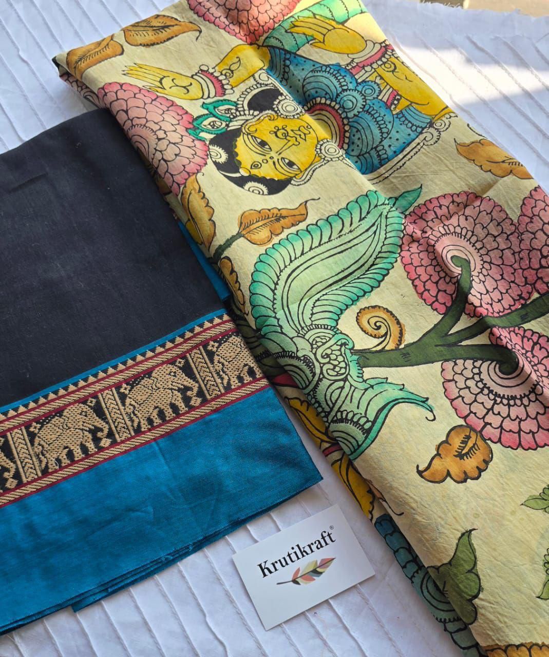 Exclusive Narayanpet Silk Kurta with Pen Kalamkari Dupatta