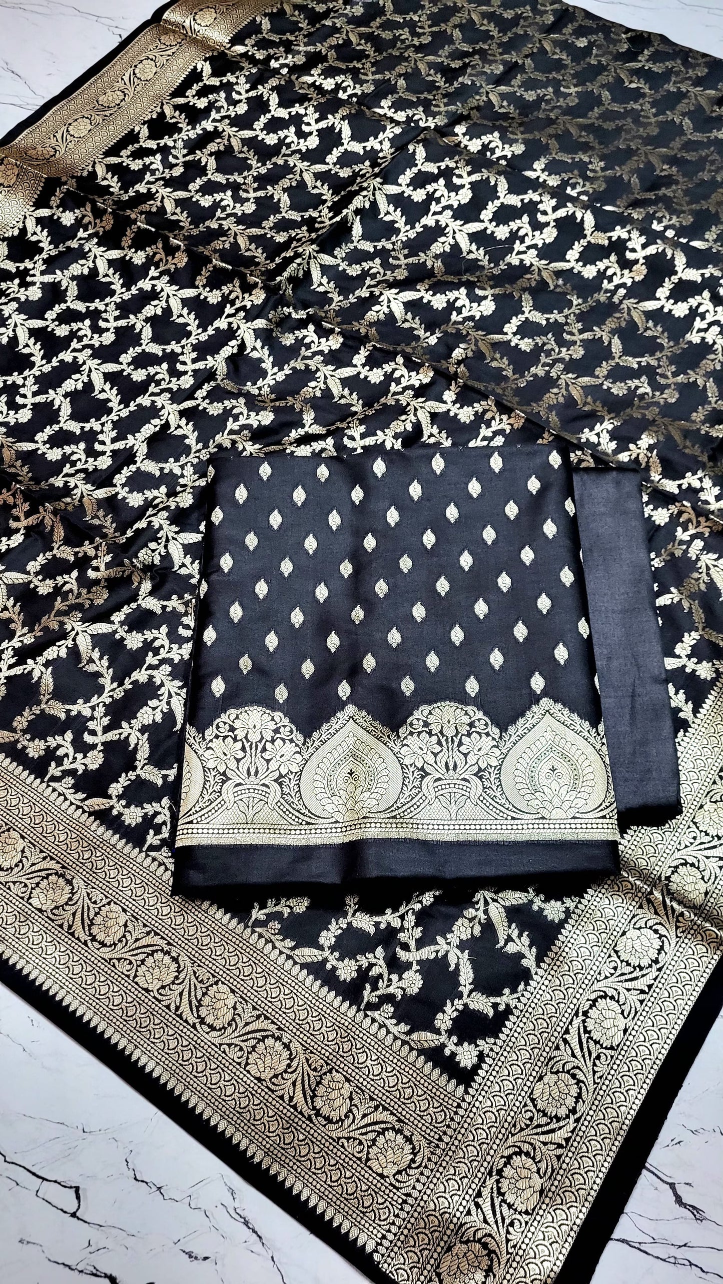 Exclusive Banarasi Ektara Unstitched Salwar Kameez Set | Pure Katan Silk | Zari Weaving