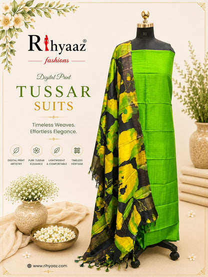 Mahi – Zari Tussar 4 Ply Digital Print Suit Set | Rihyaaz