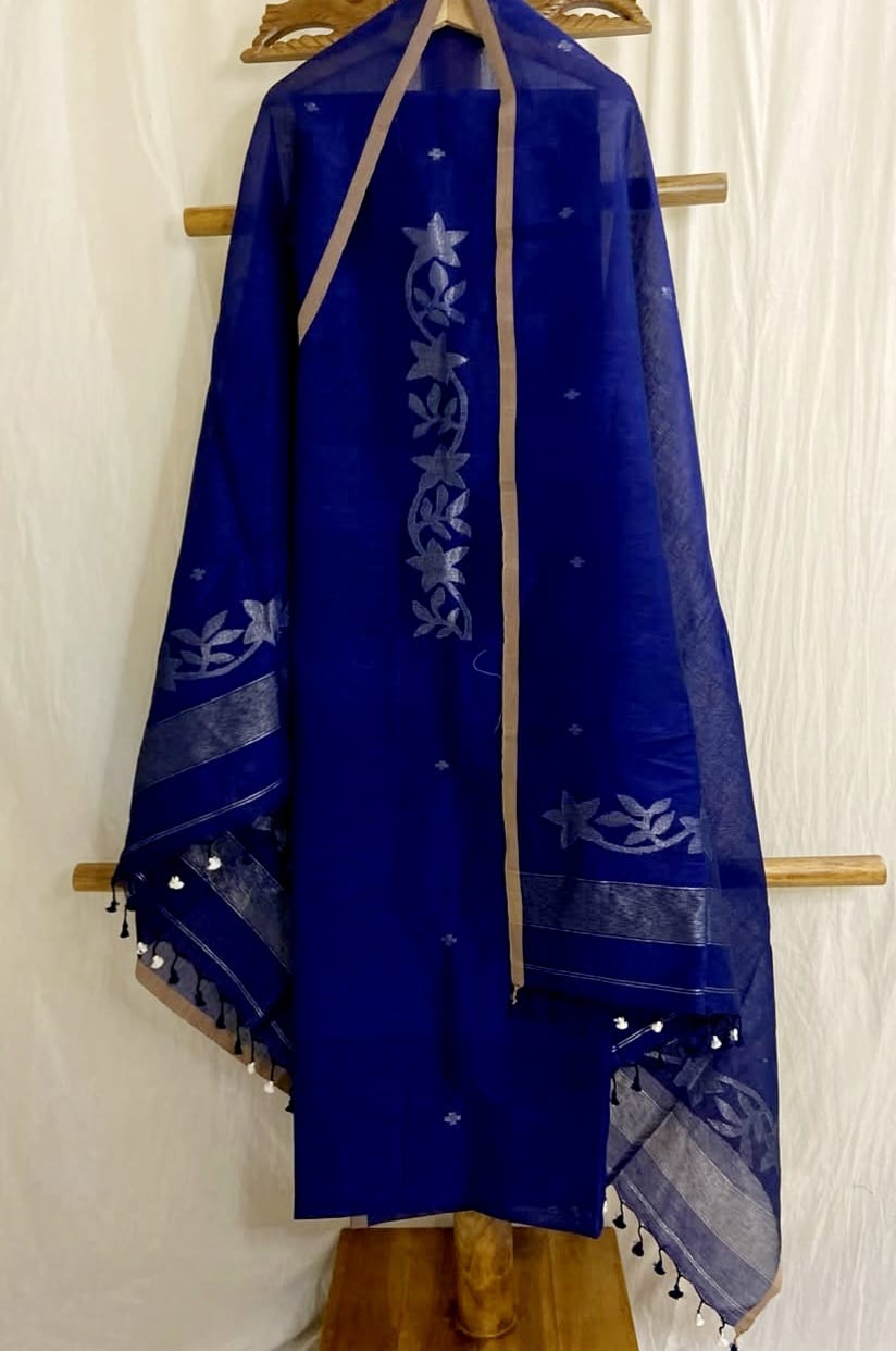 Ivy – Pure Jayshree Linen Suits | Dual Zari Canopy-Detail Torso & Matching Canopy Border Dupatta | Premium Handloom Elegance