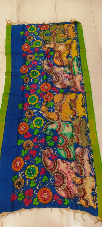 Mangalgiri Silk Dupattas – Hand-Drawn & Hand-Painted Art | Multicolour Premium Collection