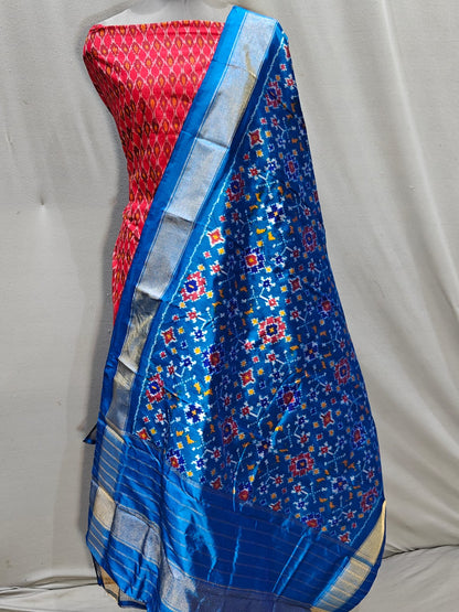 ✨ 𝓢𝓲𝓶𝓪𝔂𝓪-Gorgeous Pure Silk Patola Dupatta with Single Ikat Top ✨