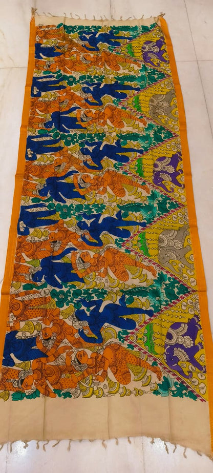 Mangalgiri Silk Dupattas – Hand-Drawn & Hand-Painted Art | Multicolour Premium Collection