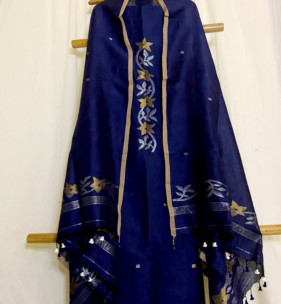 Ivy – Pure Jayshree Linen Suits | Dual Zari Canopy-Detail Torso & Matching Canopy Border Dupatta | Premium Handloom Elegance