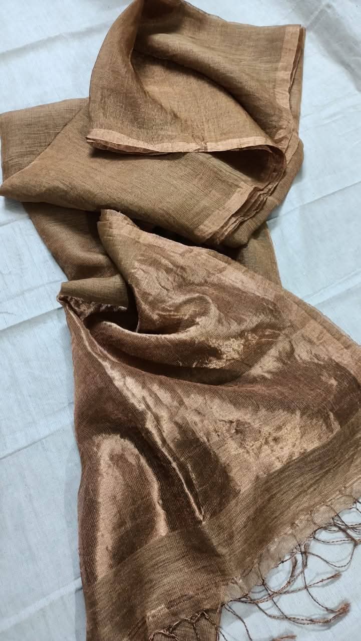 Liya – Silk Tissue Weaved Linen Saree with Elegant Tissue Palla