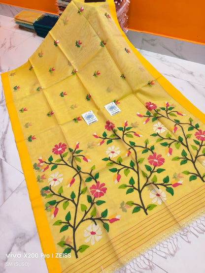 Pure Tantuj Muslin Handwoven Jamdani Saree – A Masterpiece of Bengal Craftsmanship