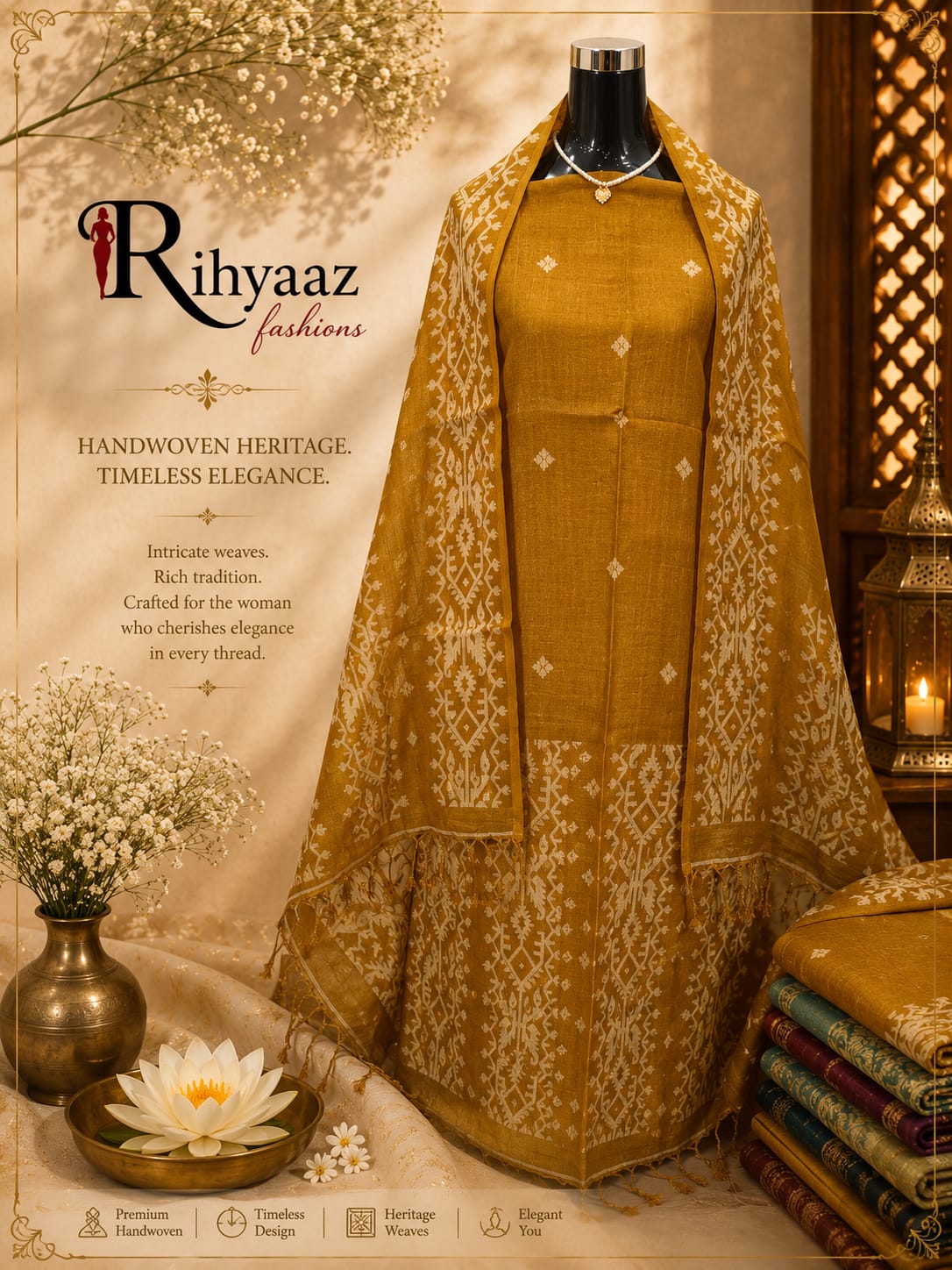 Kahini Gachi Tussar Jamdani Zari Detailing Kurta Dupatta Set | Rihyaaz