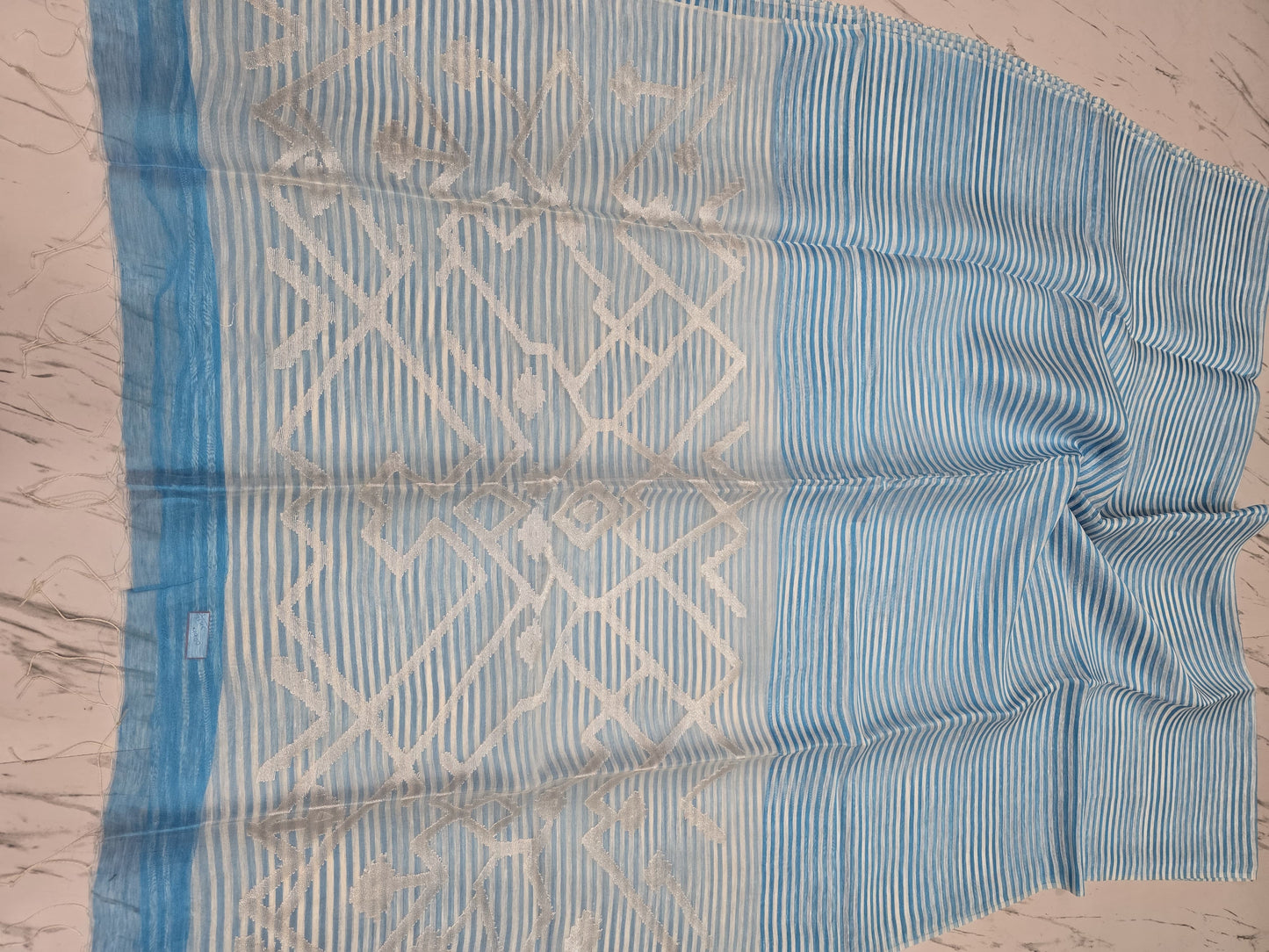 Sarsi – Pure Silk Linen Resham Pallu Jamdani Handwoven Saree with Blouse Piece | Rihyaaz