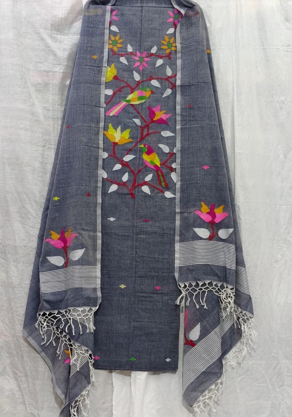 Parijat Mul Cotton Handwoven Needle Jamdani Suits – Premium 2.5m*2 Set