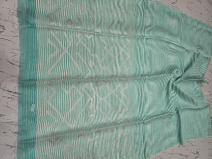 Sarsi – Pure Silk Linen Resham Pallu Jamdani Handwoven Saree with Blouse Piece | Rihyaaz