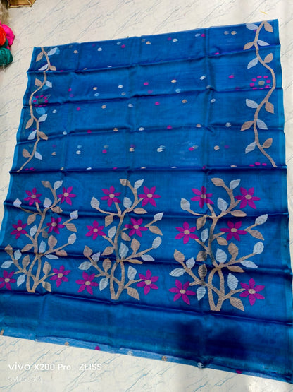 Hashnuhana Pure Muslin Handwoven Jamdani Saree by Rihyaaz, Silk Mark Certified premium handcrafted saree with intricate traditional Jamdani weaving, luxury ethnic wear for weddings and festive occasions