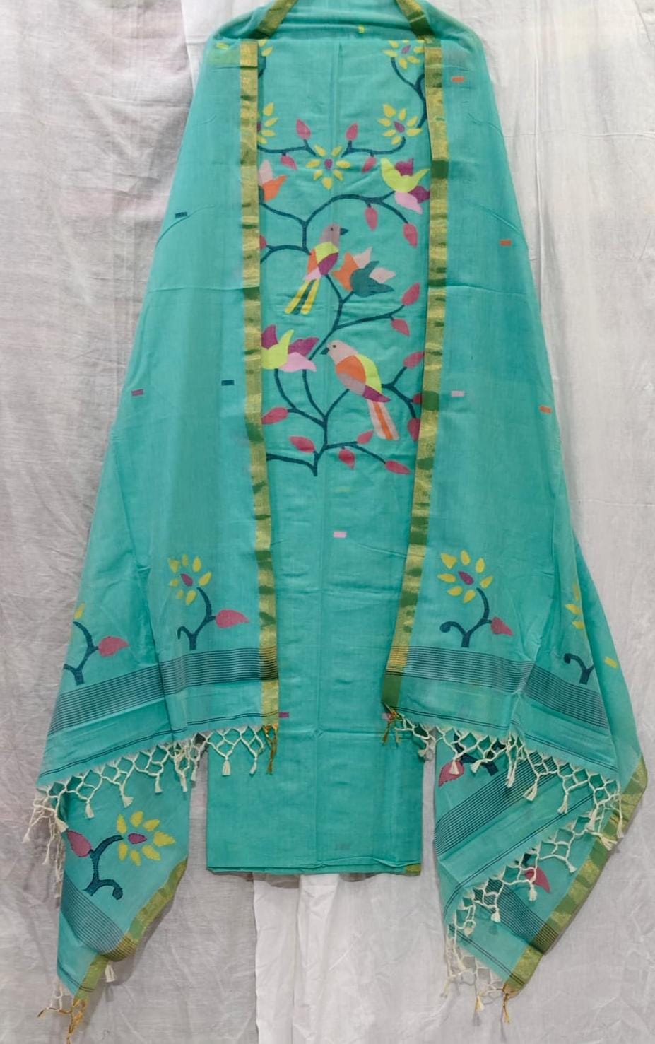 Parijat Mul Cotton Handwoven Needle Jamdani Suits – Premium 2.5m*2 Set