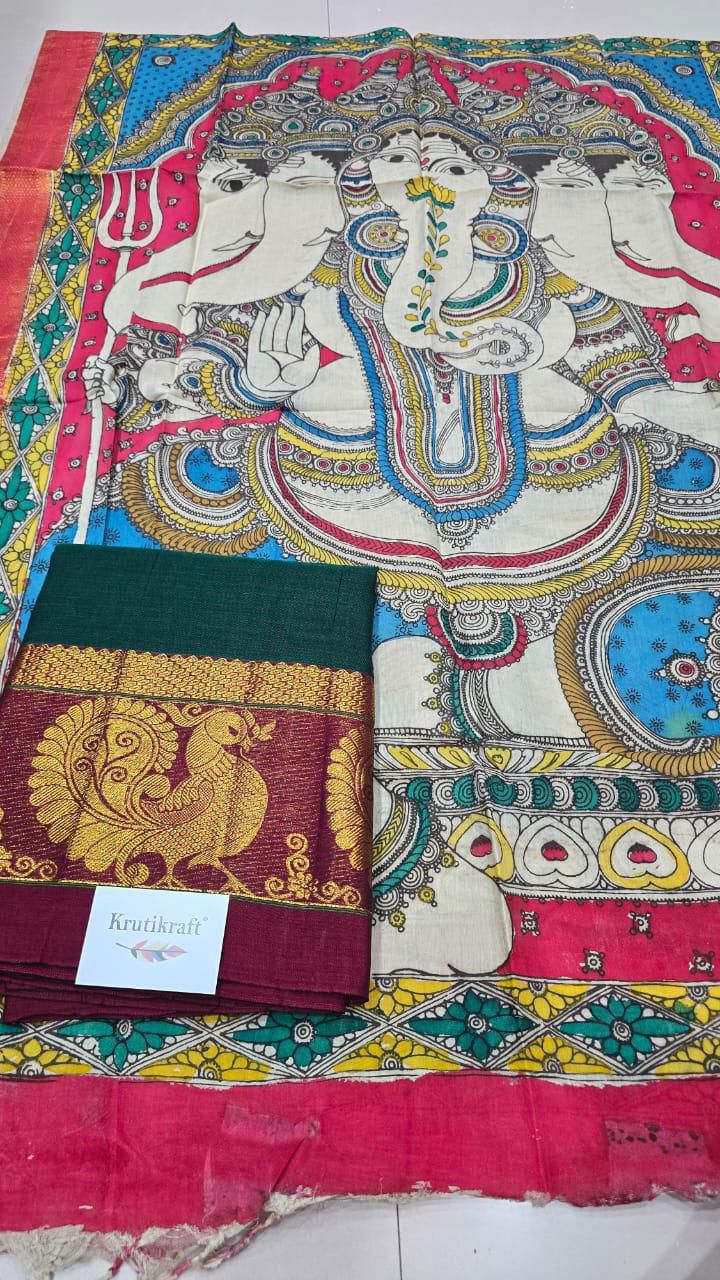 Exclusive Narayanpet Silk Kurta with Pen Kalamkari Dupatta