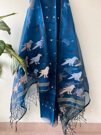 Muslin Bird Handwoven Suit Set with Dupatta