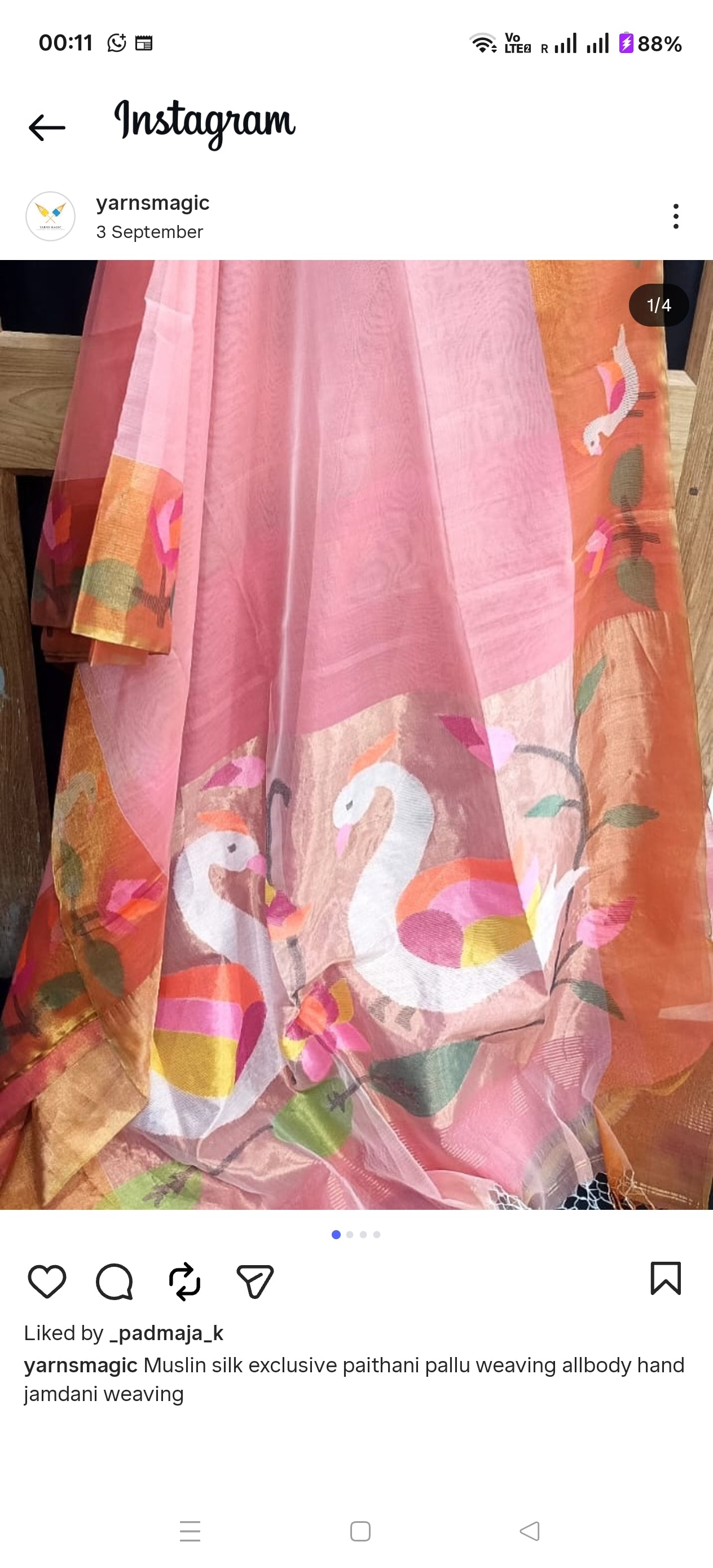 Hansini – Swan Motif Paithani-Inspired Jamdani Palla, Anchal & Border on Muslin Silk