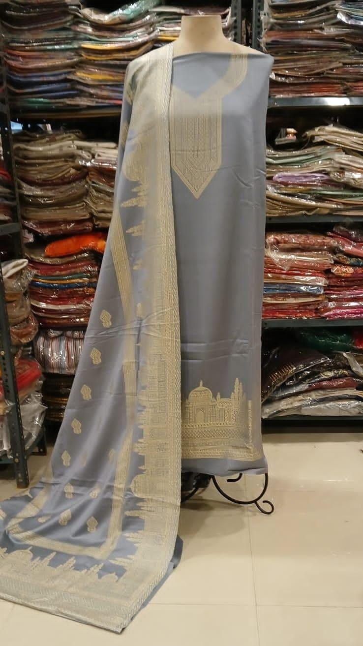 Taaj – Exclusive Taj Mahal Kani Weaving Pashmina Zaree Suit Set