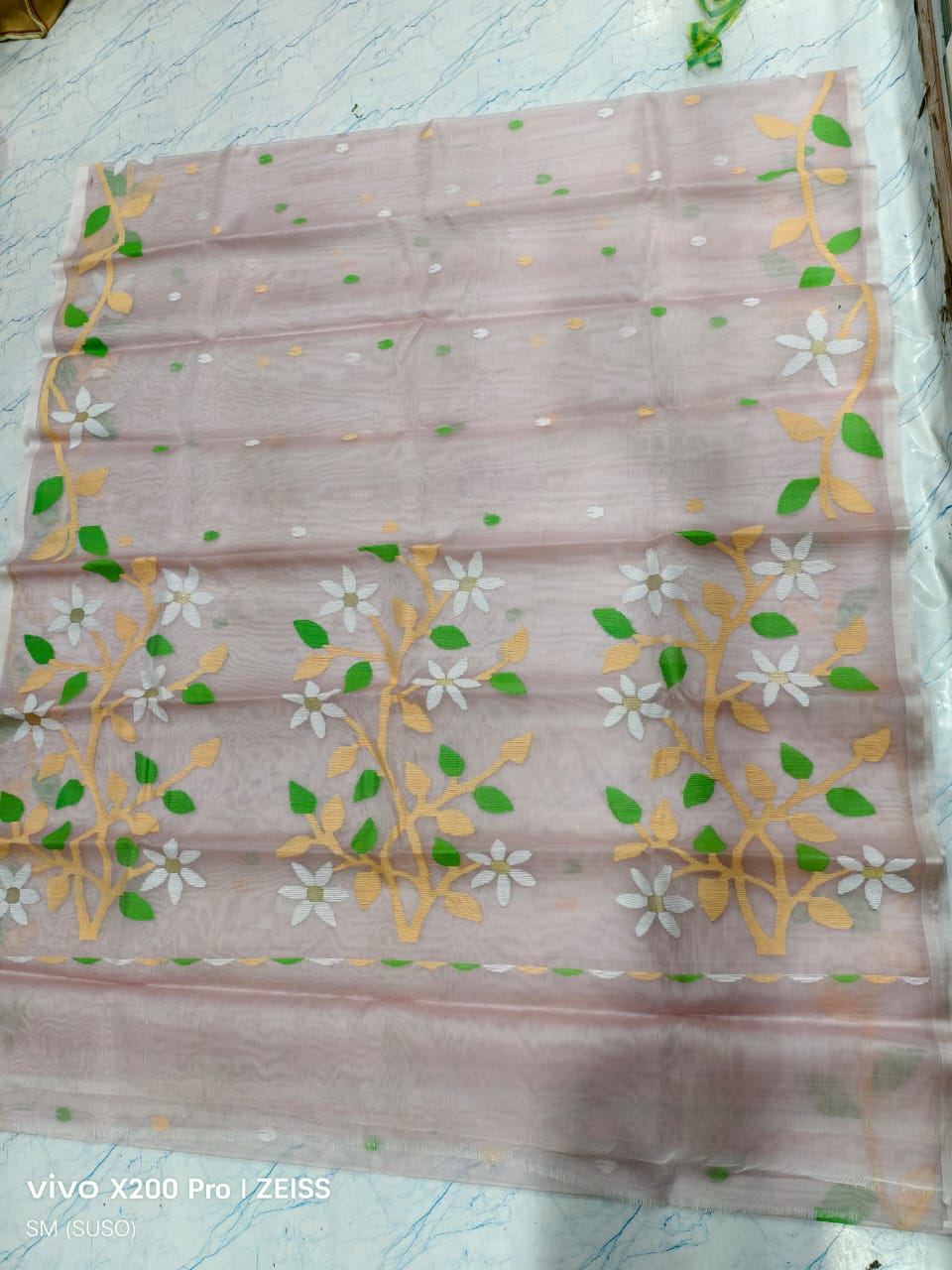 Hashnuhana - Pure Muslin Handwoven Jamdani Saree | Silk Mark Certified | Premium Quality