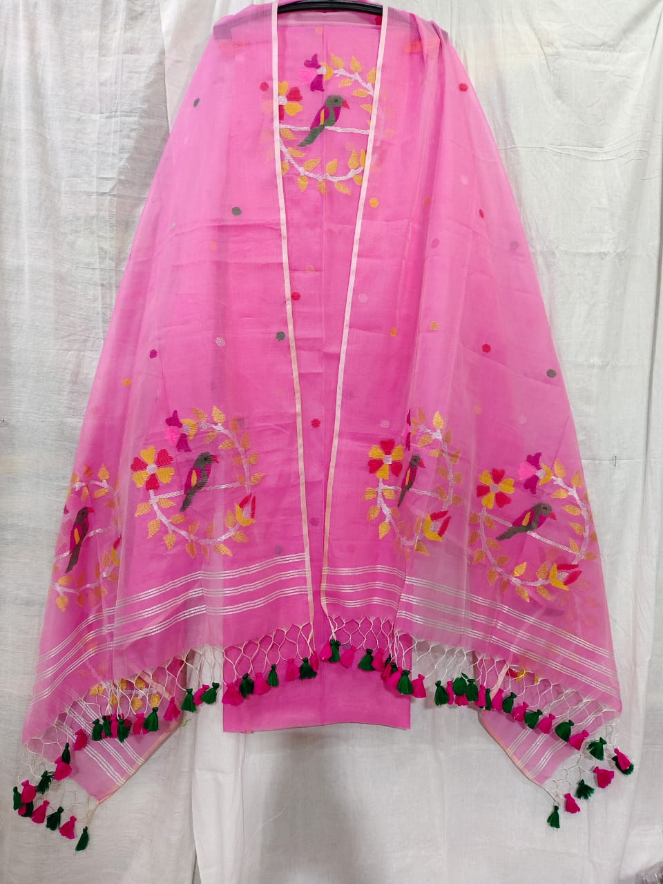 Pinjra~ Muslin Handwoven Jamdani Suits – Perfect Summer Elegance