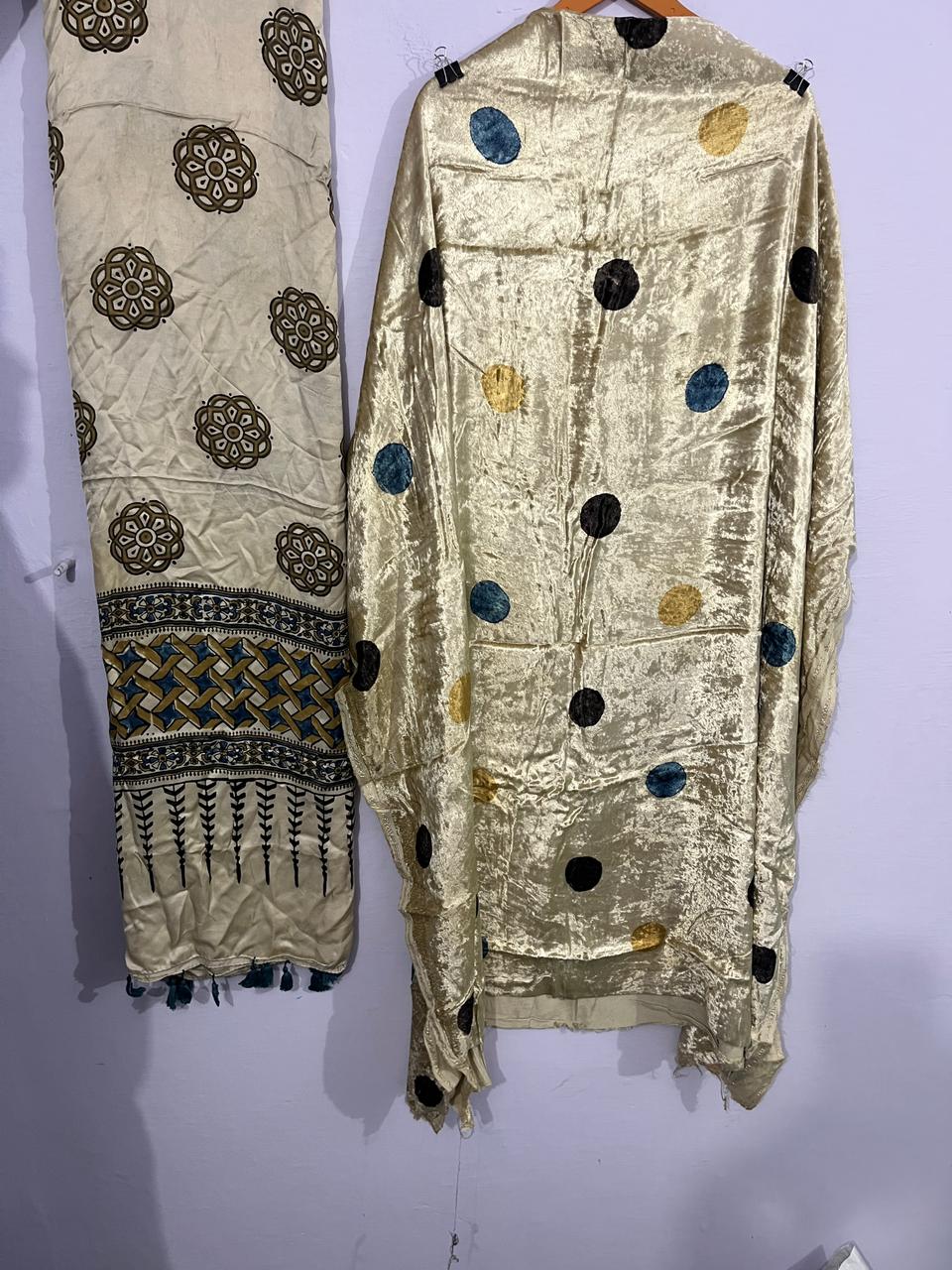 Nayab – Silk Velvet Ajrakh Suit with Modal Silk Dupatta (2.5 mtr)