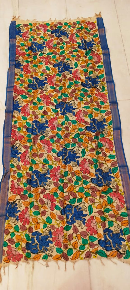 Mangalgiri Silk Dupattas – Hand-Drawn & Hand-Painted Art | Multicolour Premium Collection
