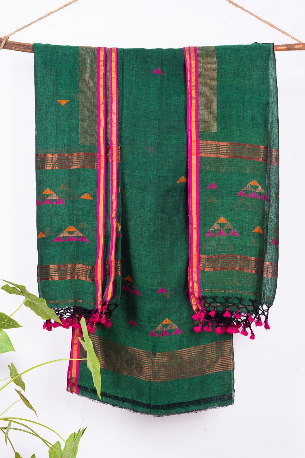 Pyramid Jayshree Linen Jamdani Suits – Premium 120 Count Weave with Contrast Colours & Zari Border