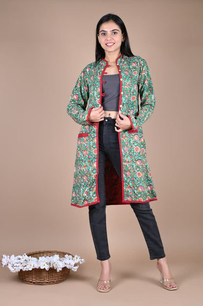 Bagru Hand Block Printed Cotton 2-Layer Winter Jacket – Premium Winter Essentials