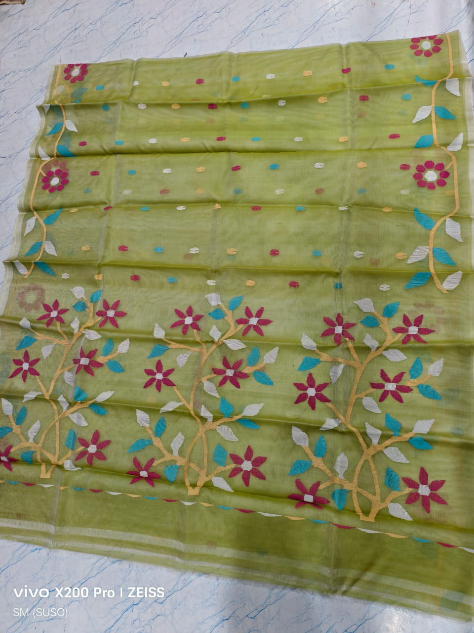 Hashnuhana - Pure Muslin Handwoven Jamdani Saree | Silk Mark Certified | Premium Quality