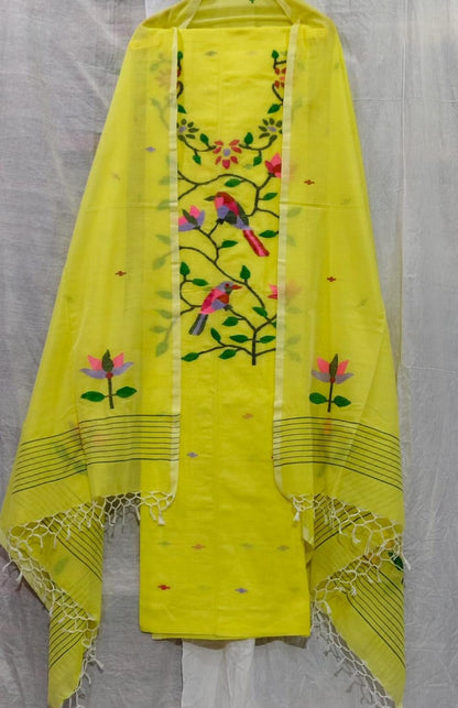 Parijat Mul Cotton Handwoven Needle Jamdani Suits – Premium 2.5m*2 Set
