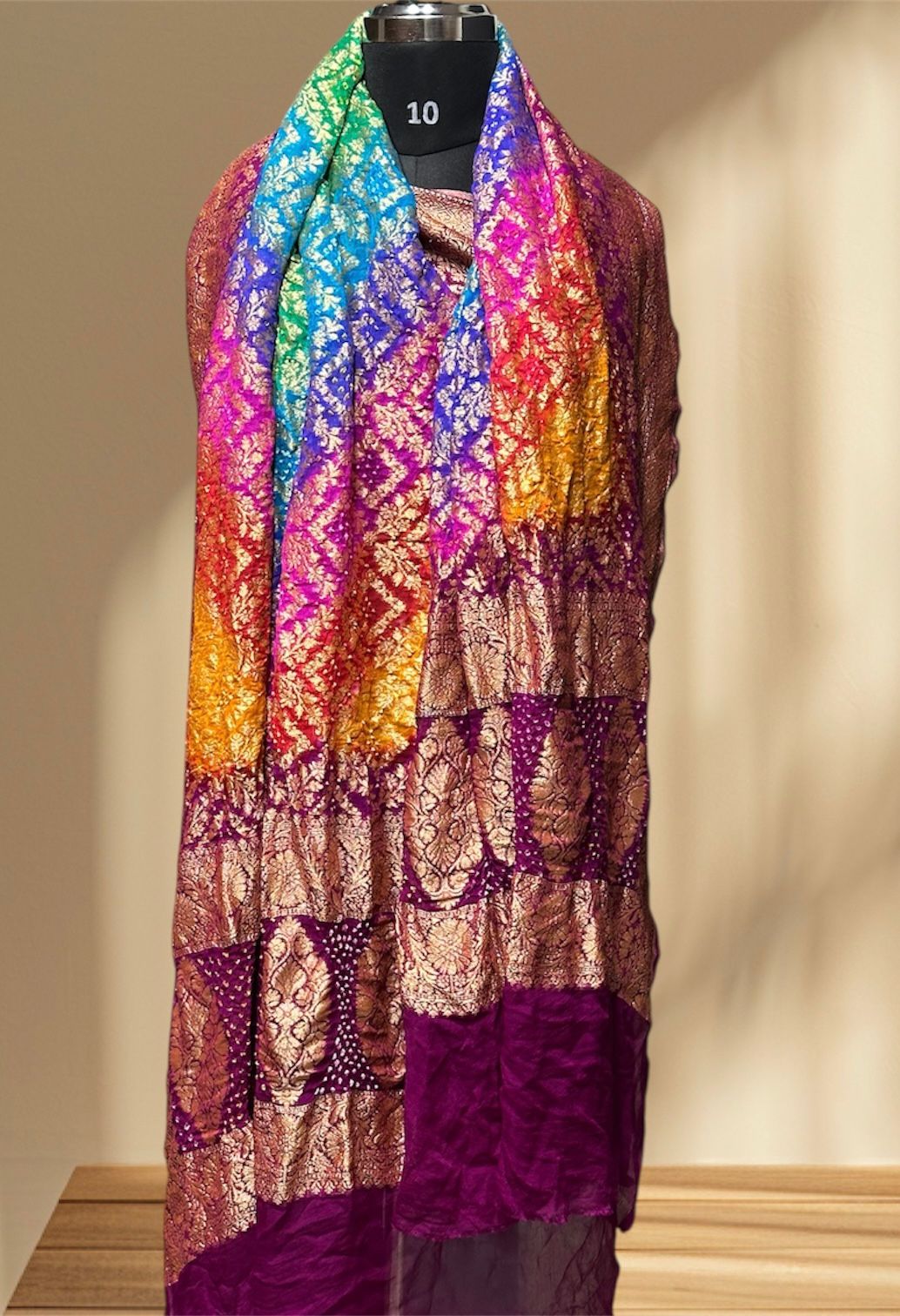 Nim Zari Bandhej Multi Colour Dupatta | Khadi Georgette