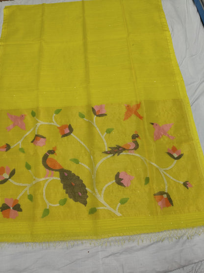 Odhani - Muslin Silk Paithani Weaved Saree with all-over sequin work by Rihyaaz in premium handcrafted festive ethnic wear featuring elegant Paithani motifs and luxurious muslin silk fabric.