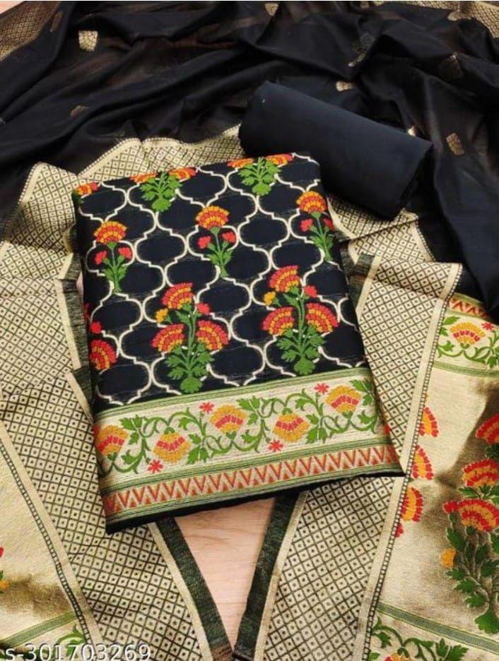 𝓖𝓾𝓵𝓲𝓼𝓽𝓪𝓷- Zari Jacquard Floral Weaved Benarasi Meenakari 3-Piece Suit