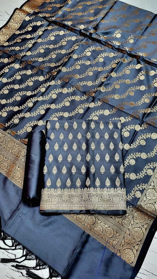 Banarasi Katan Silk Unstitched Salwar Kameez with Dupatta – Premium Zari Weaving Set