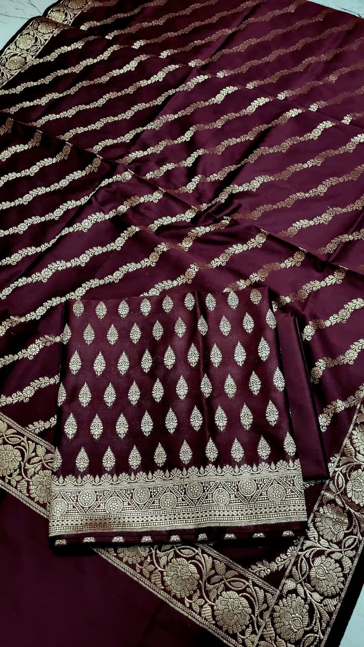 Banarasi Katan Silk Unstitched Salwar Kameez with Dupatta – Premium Zari Weaving Set
