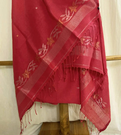 Ivy - Pure Jayshree Linen Suit by Rihyaaz with dual zari canopy-detail torso and matching canopy border dupatta in premium handwoven linen.
