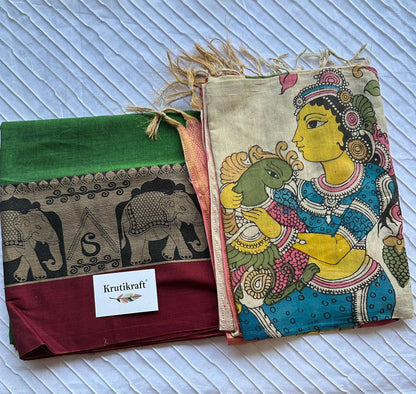 Exclusive Narayanpet Silk Kurta with Pen Kalamkari Dupatta