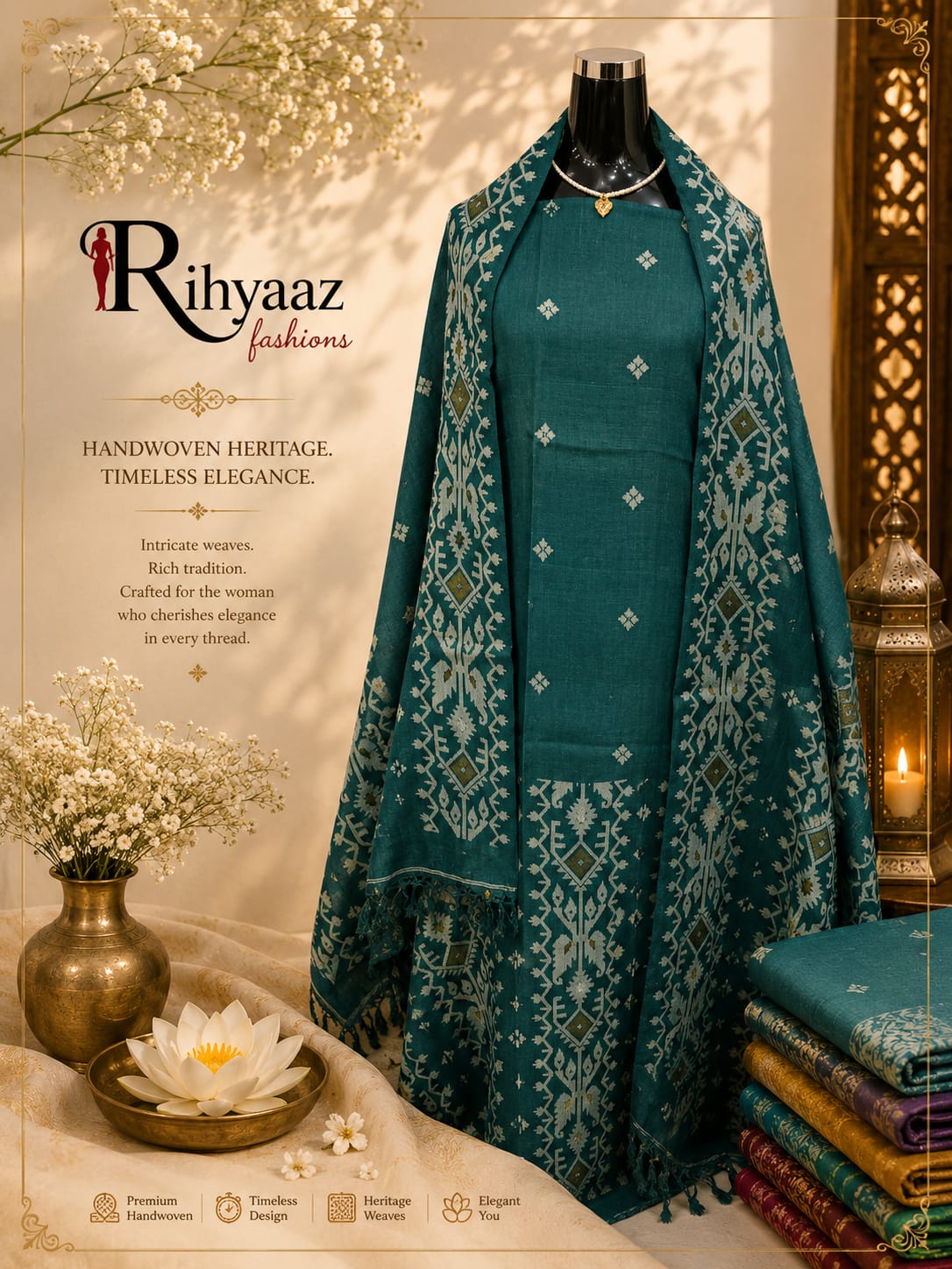 Kahini Gachi Tussar Jamdani Zari Detailing Kurta Dupatta Set | Rihyaaz