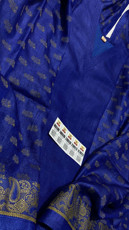 Pure Tussar Silk Handwoven Dress Material Set | Semi-Stitched Kurta with Handwoven Tussar Dupatta