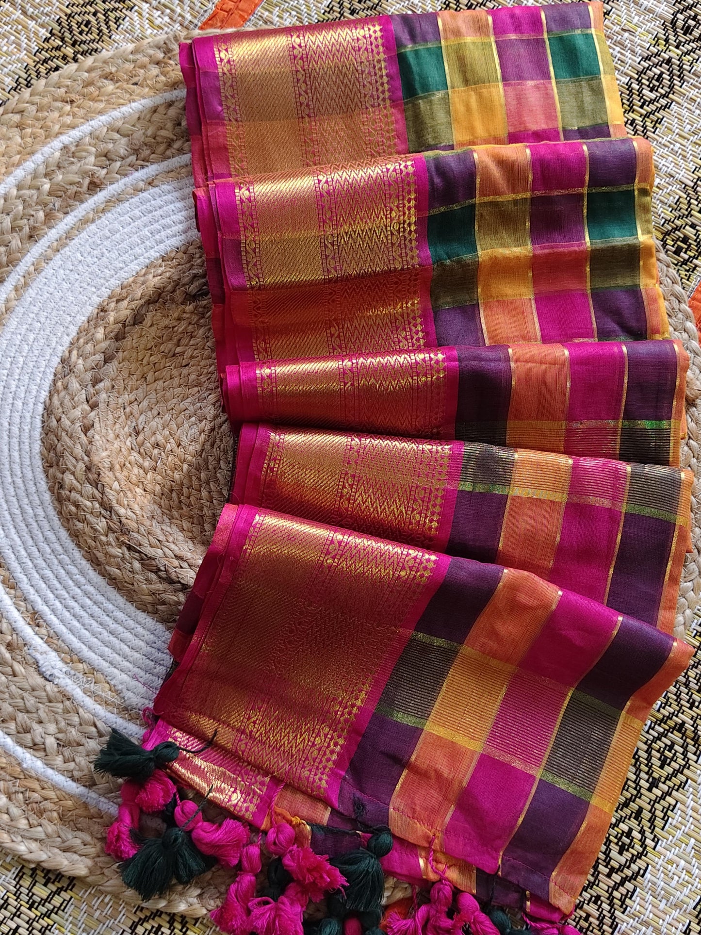 Mull cotton Kanchipuram saree from Rihyaaz New Puja Collection 2026, lightweight traditional festive saree without blouse piece.