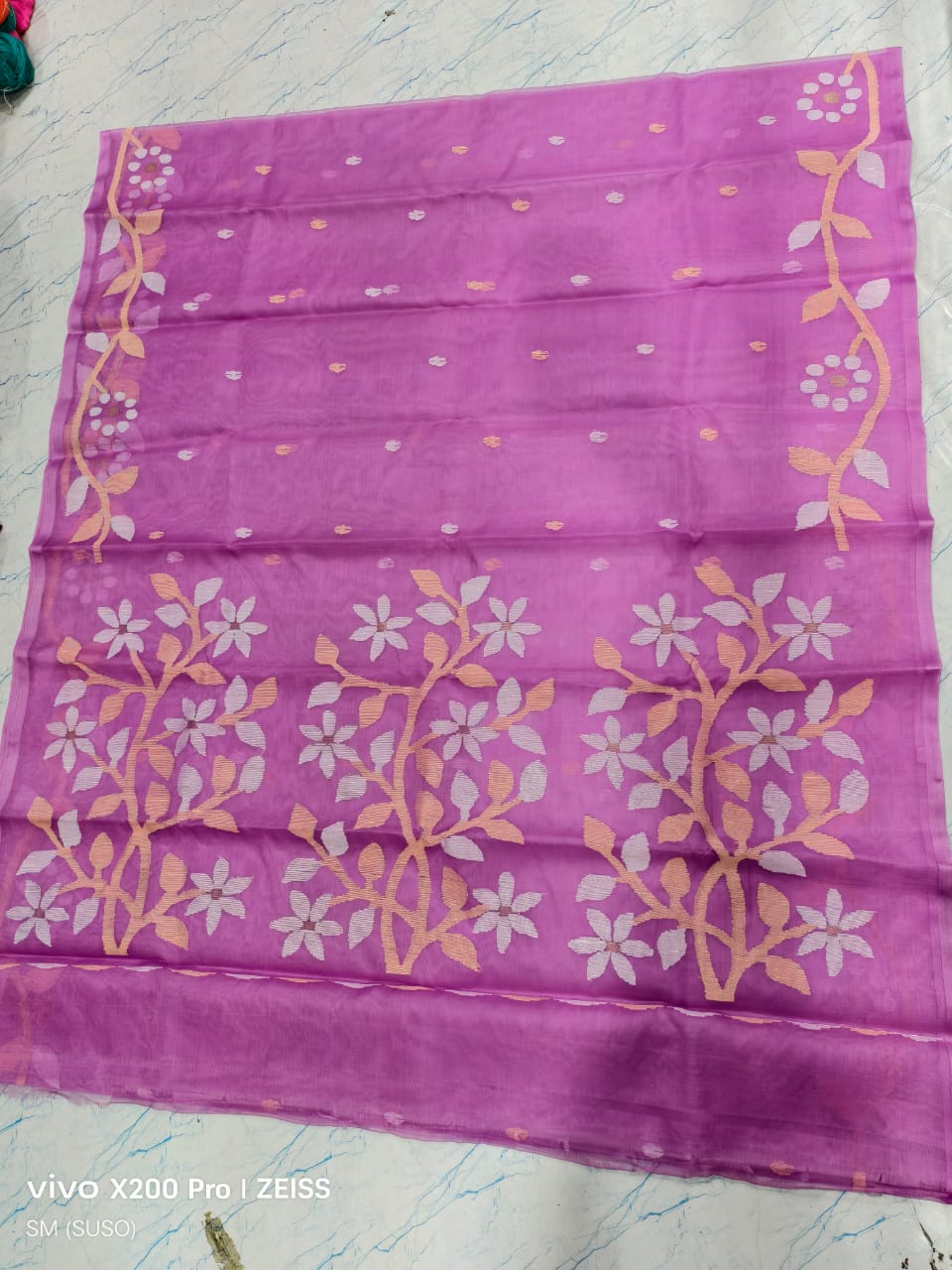 Hashnuhana - Pure Muslin Handwoven Jamdani Saree | Silk Mark Certified | Premium Quality